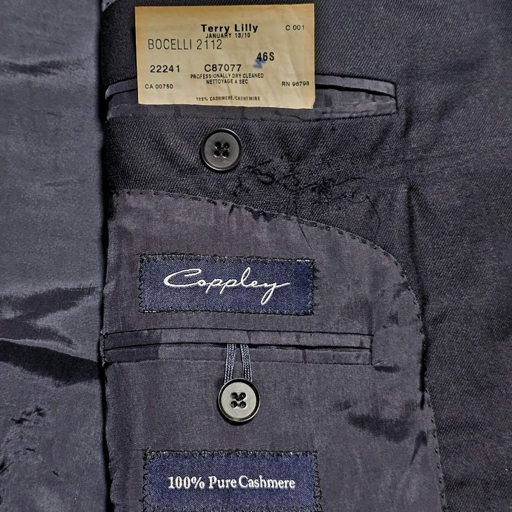 Coppley Sydney Navy Blue 100% Pure Cashmere Blazer Sport Coat Mens 46S Canada - Picture 2 of 14